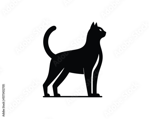 Sleek feline silhouette elegant cat vector illustration