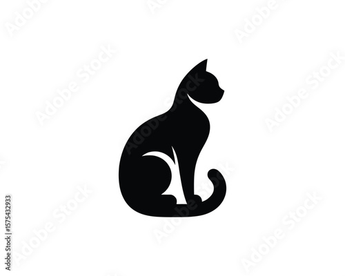 Bold Elegant feline silhouette modern vector illustration of a sitting cat