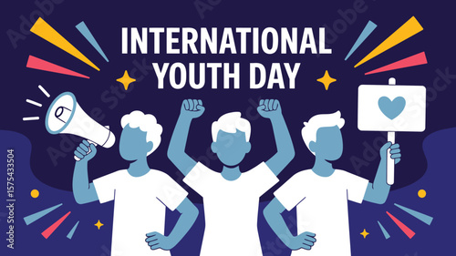 International youth day celebration event awareness campaign poster design vector graphic image
