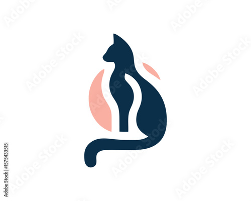 Elegant cat silhouette vector logo design