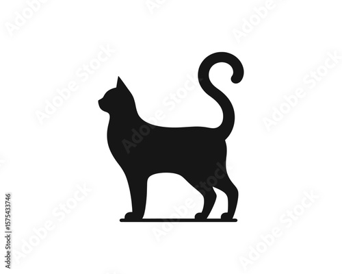 Sophisticated feline silhouette elegant black cat vector graphic