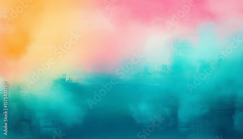 Fundo abstrato gradiente azul, amarelo, rosa, verde. Arte para cartão, cartaz ,flyer, fundo de tela, proteção de tela, Banner pra site, website. Ilustração, fundo texturizado, ruido.

