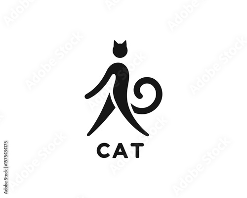 Minimalist cat walk vector logo sleek modern silhouette design
