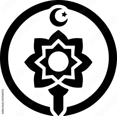 vector illustration silhouette design icon logo symbol of muslim religion with islamic ornaments moon and stars