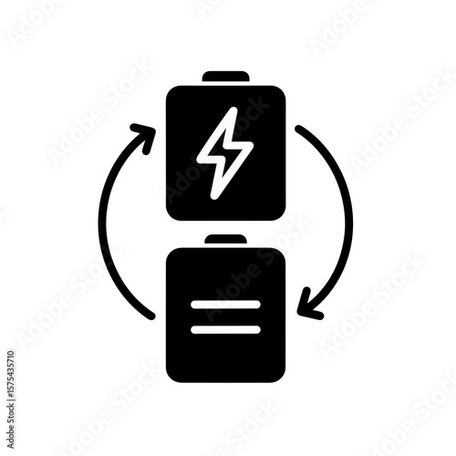 Battery Swap Silhouette Icon — Energy Exchange and Rechargeable Power Concept