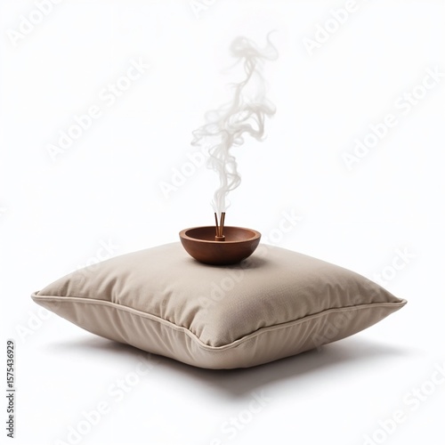  Meditation kit - a stand with incense sticks on a pillow.