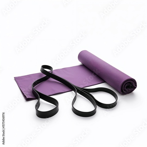 A yoga kit consists of a rubber expander, an elastic mat and a towel. 