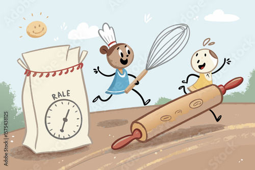Breathtaking Animated Whisk Racing Against Rolling Pin with - Rich and Luxurious Visual Story Excell