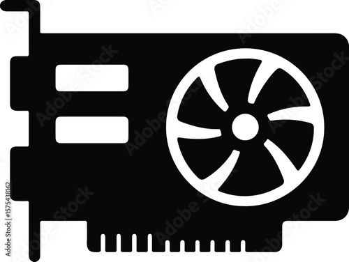 Silhouette Graphics card computer component technology Vector illustration