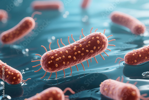 Realistic 3D Virus Particle Floating Under Microscope