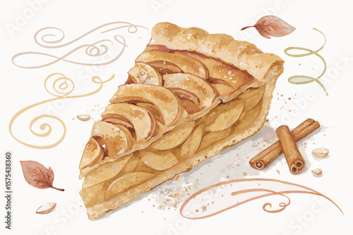 Spectacular Artistic Apple Pie Slice with Det - Serene and Peaceful Visual Story Ideal for Marketing