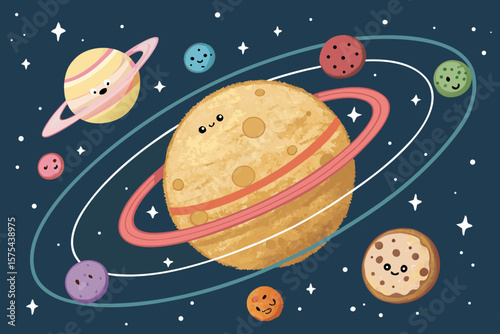 Remarkable Bread Planet with Rings Made Icing and Orbitin - Calm and Tranquil Visual Story Great for
