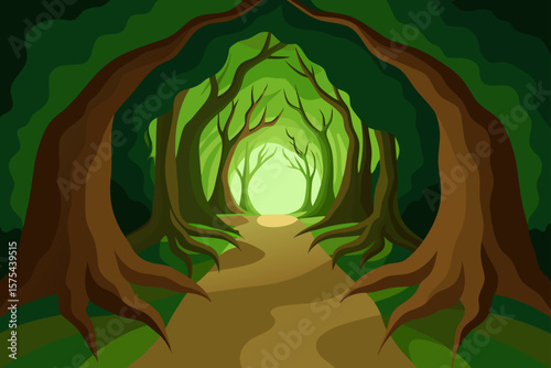 Abstract floral vector illustration with a lotus flower in the lotus position, surrounded by green leaves and decorative nature elements