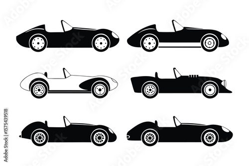 Classic Roadsters Vector Set: A curated collection of vector illustrations showcasing iconic roadsters.