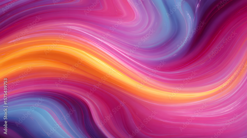Fototapeta premium Vibrant Abstract Art: An explosion of color, blending rich shades of pink, orange, and blue in a fluid, mesmerizing dance, creating a dynamic and eye-catching visual experience.