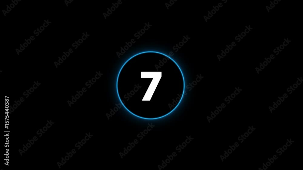 countdown from 15 to 0 with neon Infographic circle progress animation. Loading number counting up to down progress. 15 to 0 Number Counting on black screen. start, install, download, loader, timer.