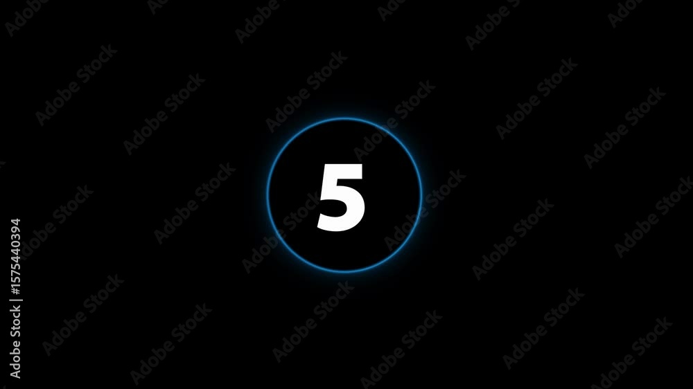 countdown from 10 to 0 with neon Infographic circle progress animation. Loading number counting up to down progress. 10 to 0 Number Counting on black screen. start, install, download, loader, timer.
