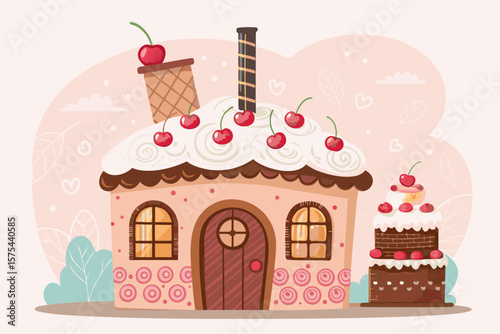 Gorgeous Dream Bakery Giant Cake Door - Mysterious and Intriguing Visual Story Excellent for Print M