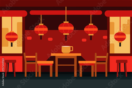 Vibrant Red Lantern Decor A Cozy Chinese Restaurant Interior Design
