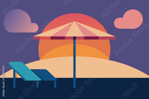 Serene Sunset Beach Scene Relaxation, Tranquility, and Summer Vacation Vibes