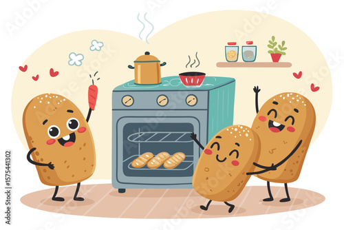 Captivating Cute Loaf Shaped Characters with Smilin - Calm and Tranquil Visual Story Ideal for Marke