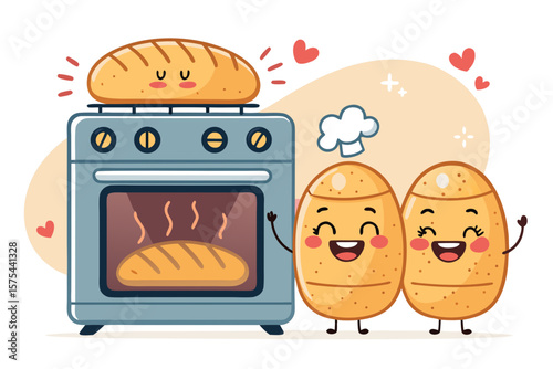 Remarkable Cute Loaf Shaped Characters with Smilin - Clean and Minimalist Visual Story Perfect for C
