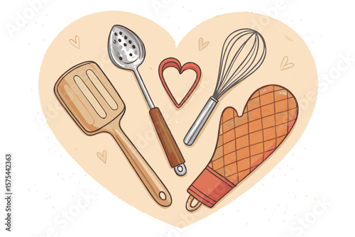 Spectacular Baking Tools Arranged Hea - Warm and Inviting Visual Story Great for Advertising Campaig