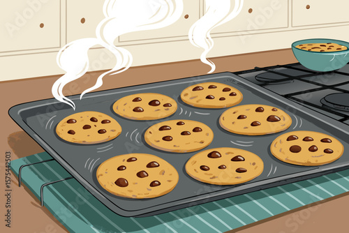 Exceptional Cookie Baking Tray Out - Vibrant and Dynamic Visual Story Excellent for Print Media