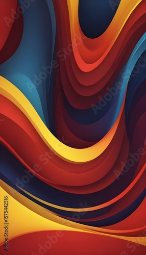 Abstract design with layered curves and vibrant colors, creating a dynamic visual effect.