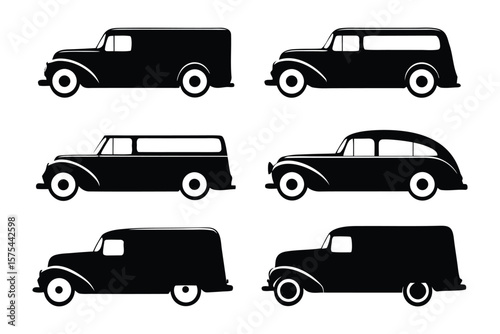 Classic Vintage Car Collection: A curated collection of meticulously crafted silhouettes of classic vintage cars, elegantly capturing the essence of automotive history.