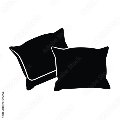 Two black decorative pillows vector illustration for interior design concepts