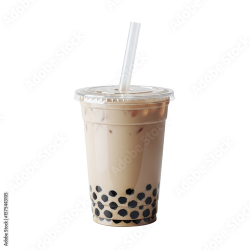 Fotografie Iced bubble milk tea with tapioca pearls
