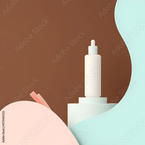 Pastel abstract skincare product display bottle dropper