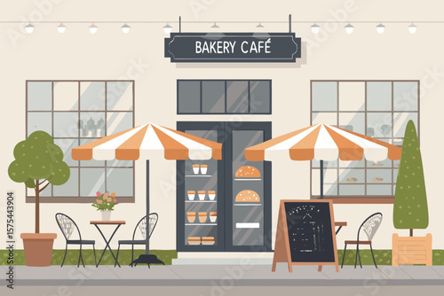 Outstanding Bakery Caf Exterior with - Serene and Peaceful Visual Story Ideal for Branding Projects