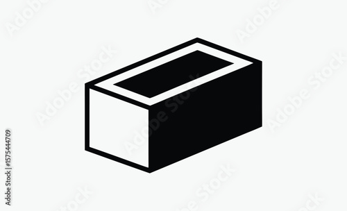 Concrete cinder block icon, concrete wall symbol, construction element vector, transparent vector isolated 