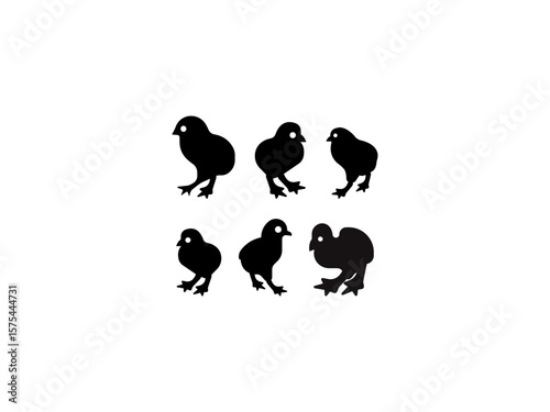 hen or chicken, rooster and chicks silhouette set. hen, rooster and chicks isolated farm animal silhouette icon vector collection.Hen vector icon Art & Illustration. hen vector, chicken vector.