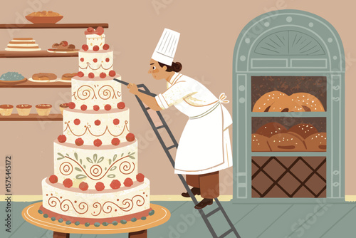 Incredible Baker Ladder Frosting Thre - Warm and Inviting Visual Story Excellent for Creative Projec