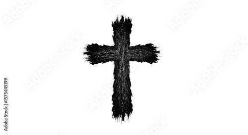 Abstract black and white cross symbol on a plain backdrop, conceptual image