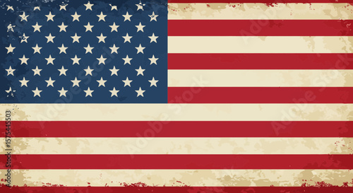 Distressed American flag background with grunge texture for patriotic themes