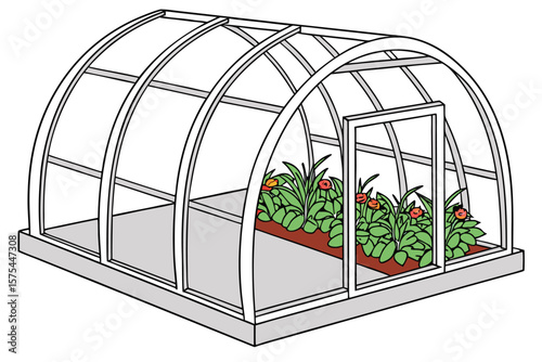 greenhouse with flowers and plants