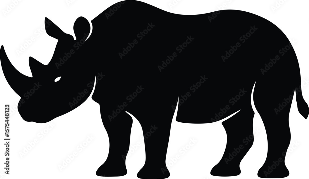 Obraz premium Silhouette rhinoceros standing side view wildlife animal Vector illustration
