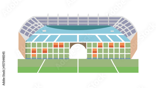 Explore the vibrant stadium illustration for sports events and architectural design projects with this image