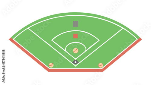 Baseball field diagram vector illustration for sports equipment and baseball game strategy and planning