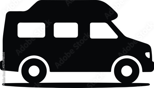 Silhouette recreational vehicle camper van side view Vector illustration