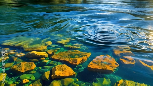 Amazing colorful water surface background of the Dnieper River