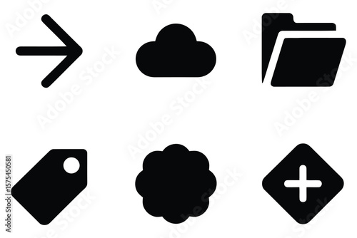 Arrow cloud folder tag flower plus sign next forward