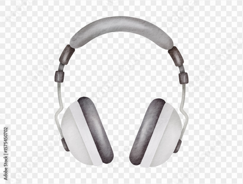 Headphones watercolor illustration for summer travel accessories vector.