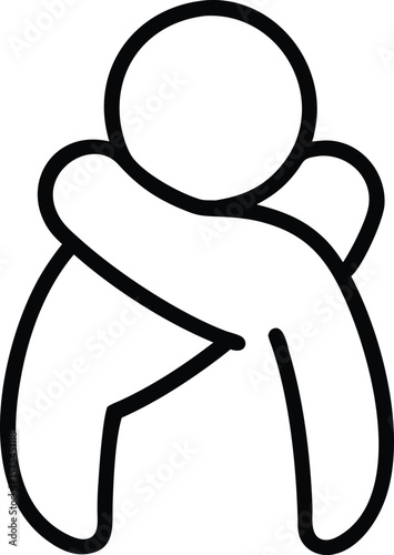 Simple Line Art Illustration of a Person Hugging Themselves, Representing Self-Love, Comfort, and Self-Care