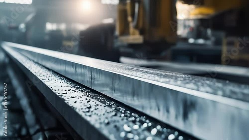 Metal billet undergoing machining in industrial setting