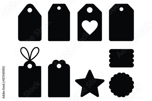 Black tags and shapes labels gift tags
